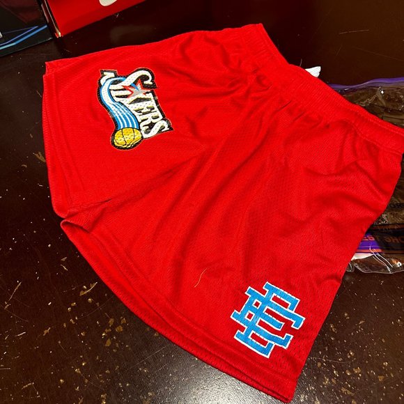 Eric Emanuel Mens Red Sixers Edition Elastic Waist Mesh Athletic Shorts Size XXL - Picture 2 of 6